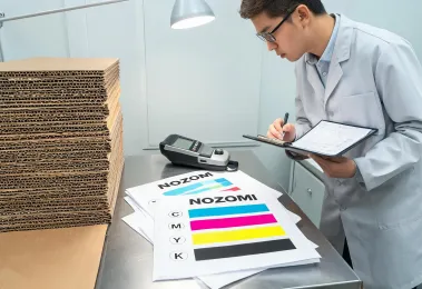 Nozomi corrugated board testing station with color bars