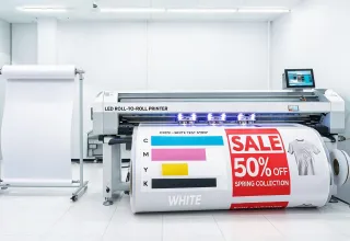 Hybrid roll-to-roll EFI Pro Series printer producing retail graphics